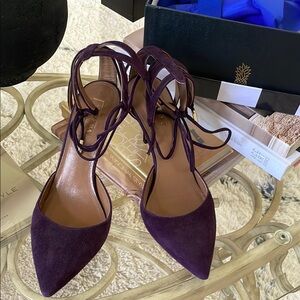 Aquazzura Purple Suede Lace-Up Heels